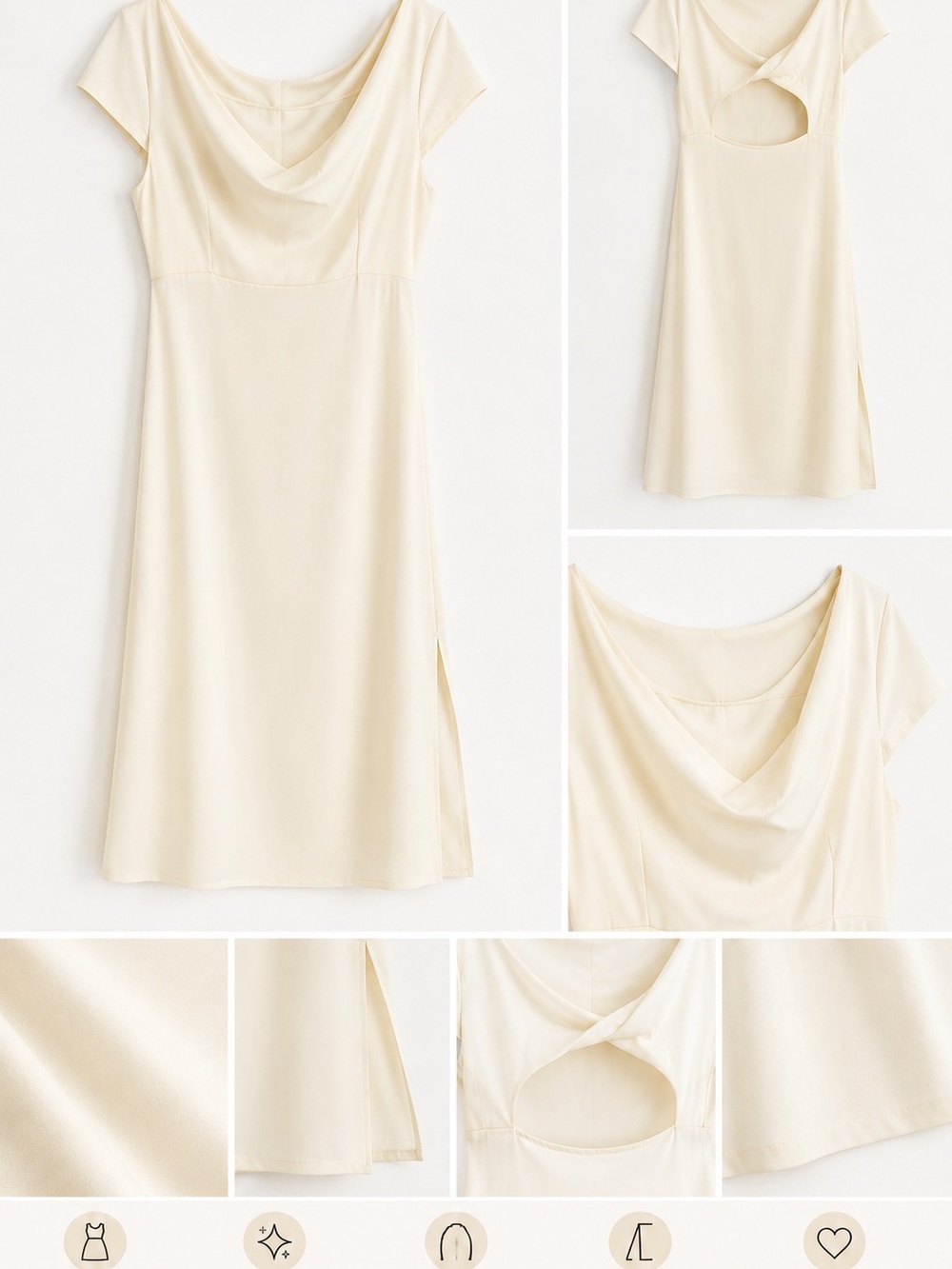 ✨ Cream Satin-Style Midi Dress ✨